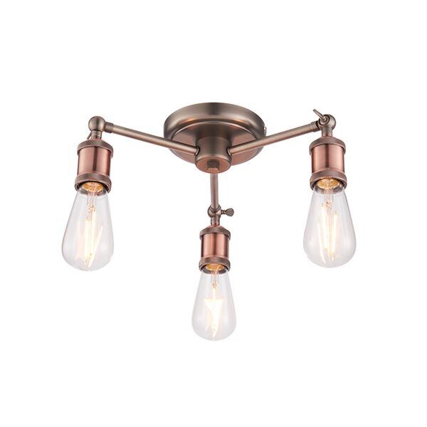 Endon Lighting - Hal - 76124 - Antique Pewter Aged Copper 3 Light Flush Ceiling Light