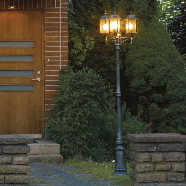 Konstsmide - Milano - 7244-759 - Black 3 Light Outdoor Lamp Post