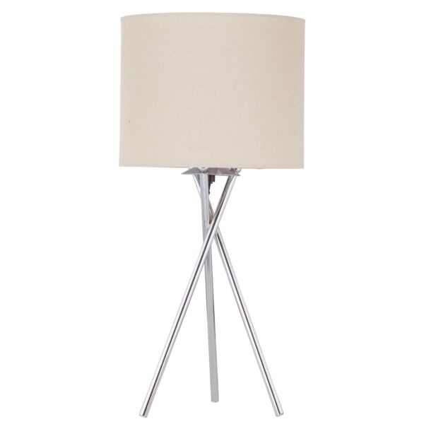 Tripod - Polished Chrome Lamp with Natural Linen Shade