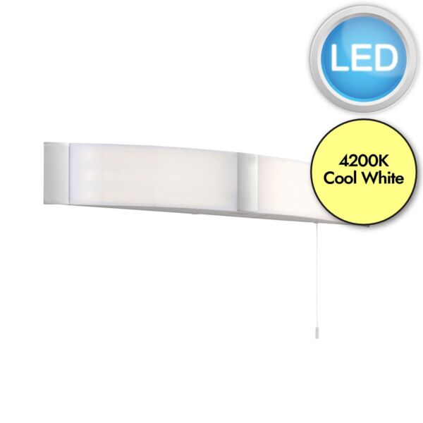 Endon Lighting - Onan - 68930 - LED Opal Chrome 2 Light IP44 Pull Cord Bathroom Shaver Wall Light