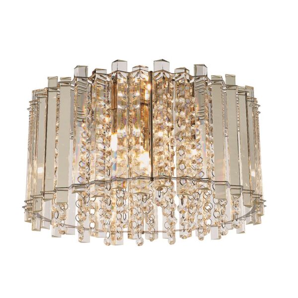 Endon Lighting - Hanna - 78698 - Clear Crystal Glass Chrome 4 Light Flush Ceiling Light