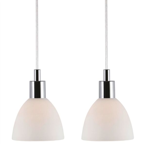 Nordlux - Set of 2 Ray 2-Kit - 63233033 - Chrome White Glass Ceiling Pendant Lights