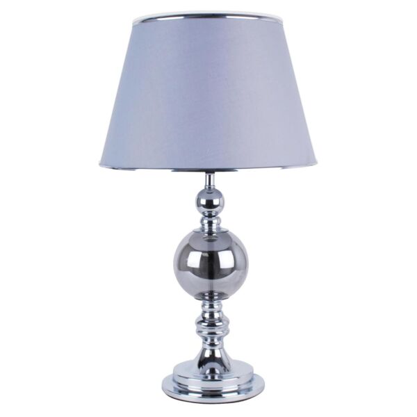 Chrome and Smoked Glass Table Lamp with Grey Shade