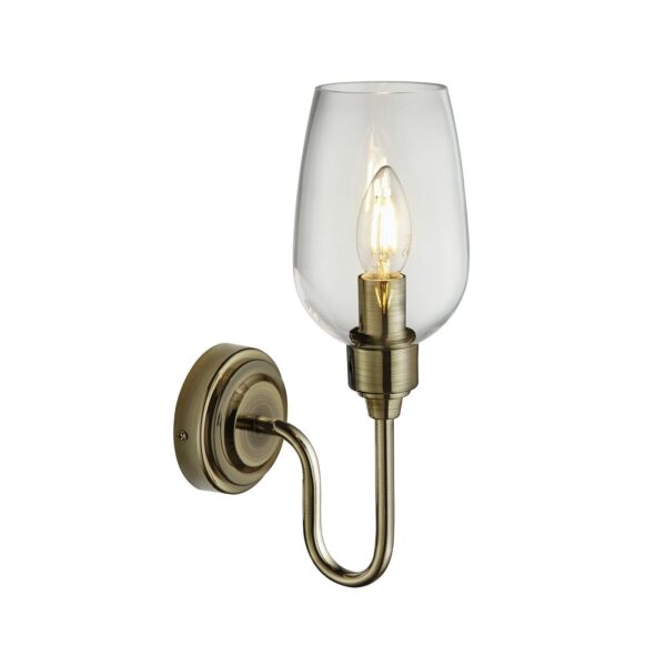 Frye - Antique Brass Clear Glass Wall Light