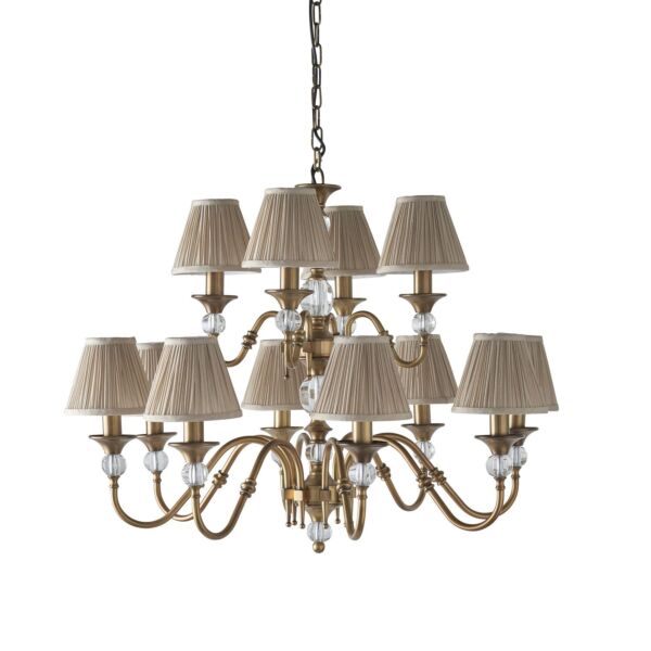 Interiors 1900 - Polina - 63585 - Antique Brass Beige 12 Light Chandelier