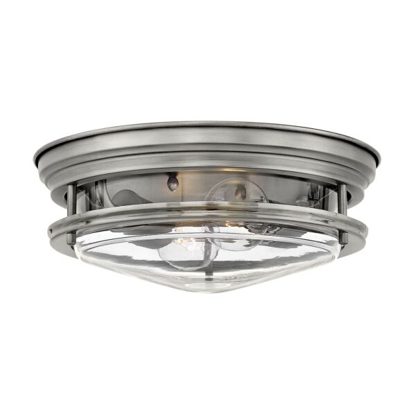 Quintiesse - QN-HADRIAN-FS-AN-CLEAR - Hadrian 2 Light Flush Mount - Clear Glass - Antique Nickel