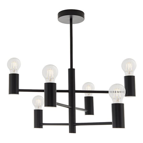 Endon Lighting - Studio - 76502 - Black 6 Light Flush Ceiling Light