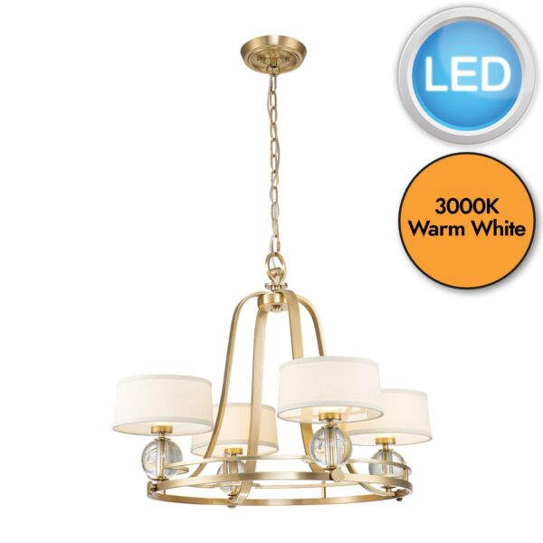 Quoizel Lighting - Gotham - QZ-GOTHAM4-BB - LED Brushed Brass Clear Glass Cream 4 Light Chandelier