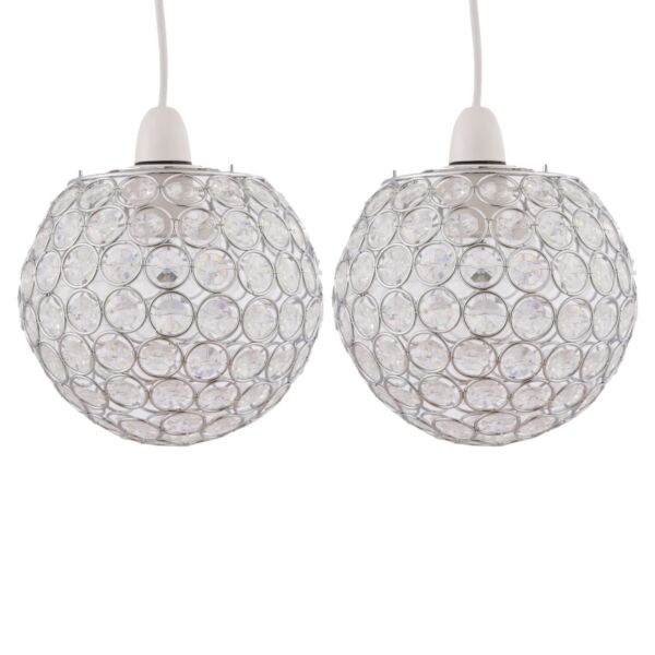 Set of 2 Clear Jewelled Globe Light Shades