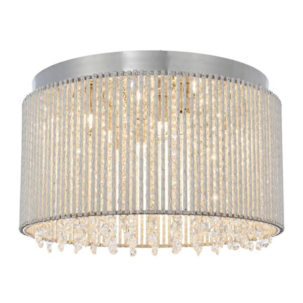 Endon Lighting - Galina - 81980 - Chrome Clear Crystal Glass 10 Light Flush Ceiling Light