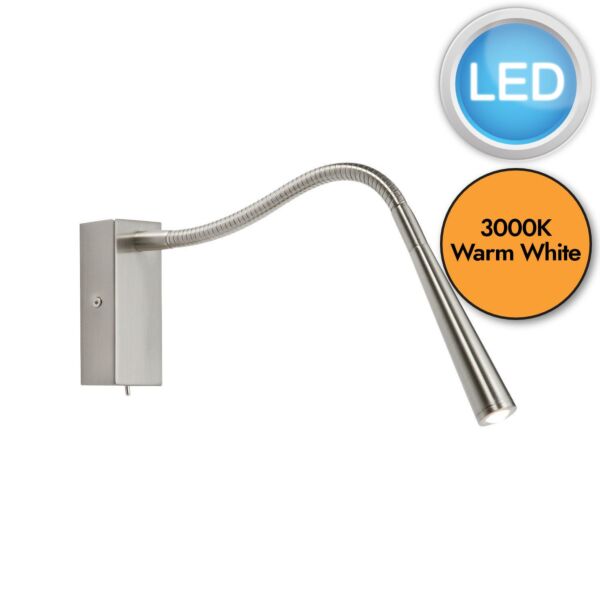 Saxby Lighting - Madison - 50606 - LED Brushed Chrome Reading Wall Light