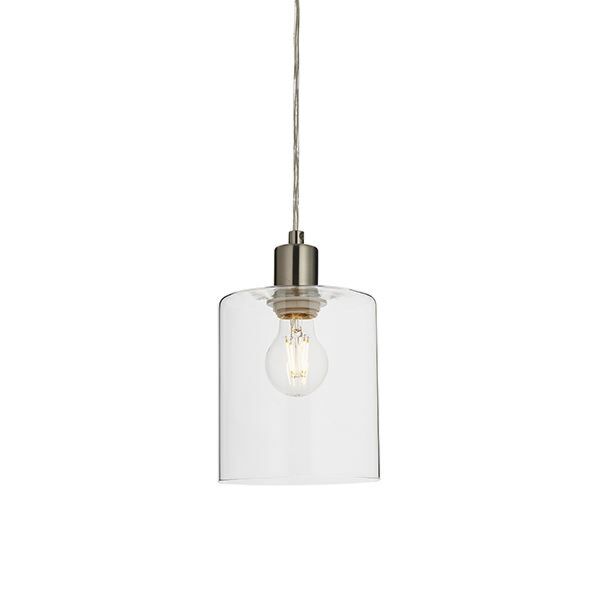 Endon Lighting - Toledo - 90563 - Brushed Nickel Clear Glass Ceiling Pendant Light