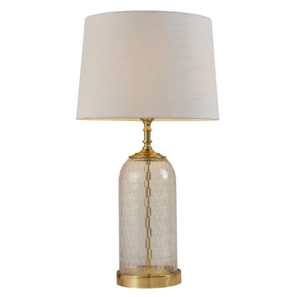 Endon Lighting - Wistow - 91215 - Solid Brass Clear Crystal Glass Natural Table Lamp With Shade