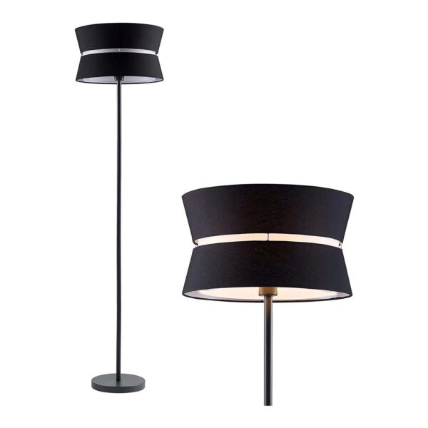 Hayley - Black Floor Lamp with Black Layered Shade