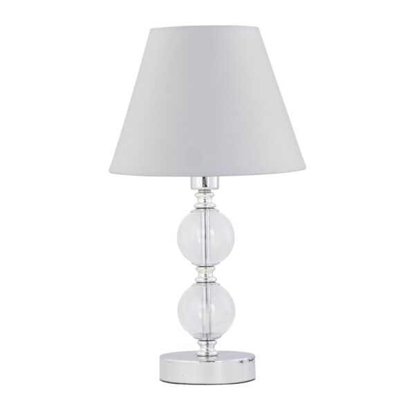 Chrome Two Ball Table Lamp with Ivory Off White Shade