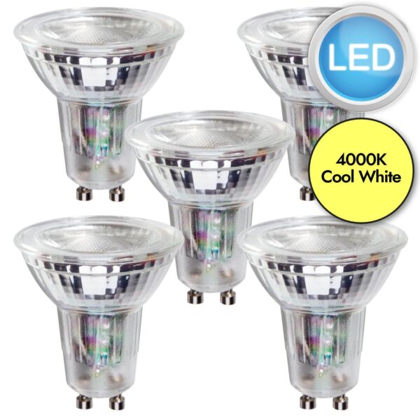 5 x 4.7W LED GU10 Dimmable Light Bulbs - Cool White