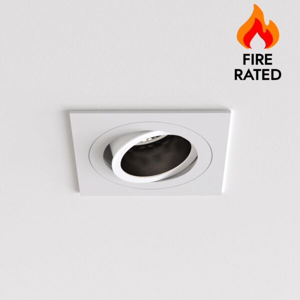 Astro Lighting - Pinhole Slimline Square Adjustable 1434004 - Fire Rated Matt White Downlight/Recessed