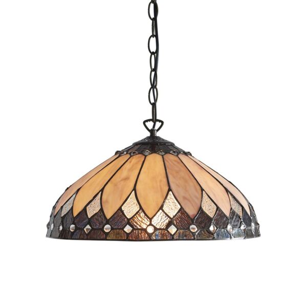 Interiors 1900 - Brooklyn - 63977 - Dark Bronze Tiffany Glass Ceiling Pendant Light