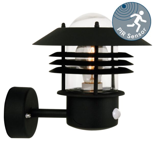 Nordlux - Vejers - 25101003 - Black Clear Glass IP54 Outdoor Sensor Wall Light