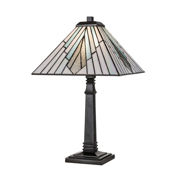 Elstead Lighting - Alderley - TF-ALDERLEY-TL-L - Vintage Bronze Tiffany Art Glass Table Lamp With Shade