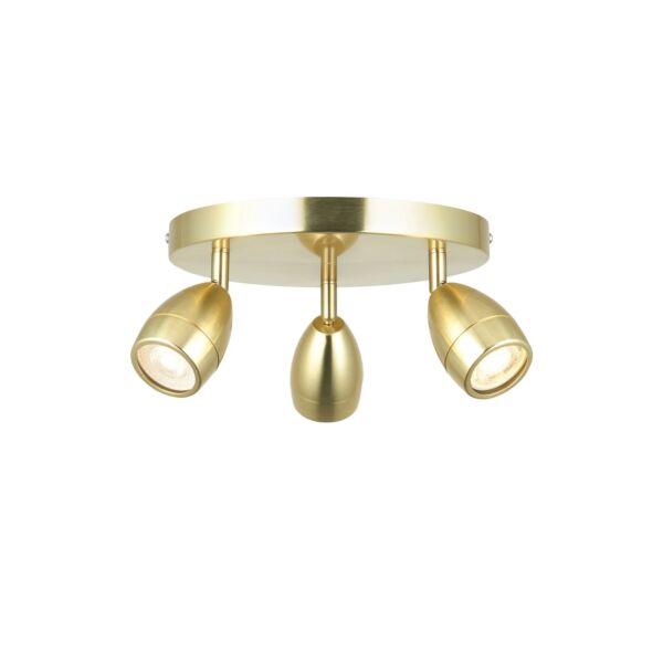 Endon Lighting - Porto - 99769 - Satin Brass 3 Light IP44 Bathroom Ceiling Spotlight