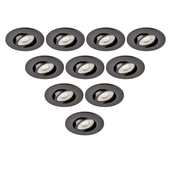 Saxby Lighting - Set of 10 Saxby ShieldONE 75 - 113313 & 113320 - Black Nickel Tilt Recessed Fire Rated Ceiling Downlights