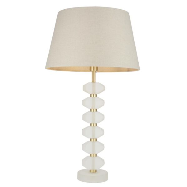 Endon Lighting - Annabelle - 98349 - Frosted Crystal Glass Grey Table Lamp With Shade