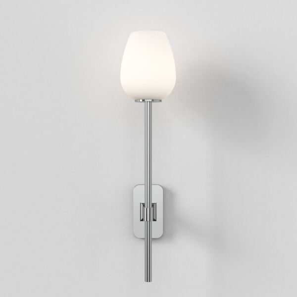 Astro Lighting - Tacoma Single Grande 1429003 & 5036007 - IP44 Polished Chrome Wall Light with Opal Tulip Glass Shade