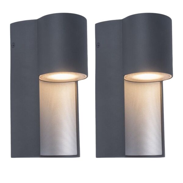 Set of 2 Urban - Dark Grey Clear IP54 Outdoor Wall Washer Lights