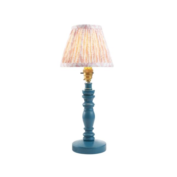 Endon Lighting - Bibury & Leaf 16cm - 115891 - Blue Aged Brass Peach Table Lamp With Shade