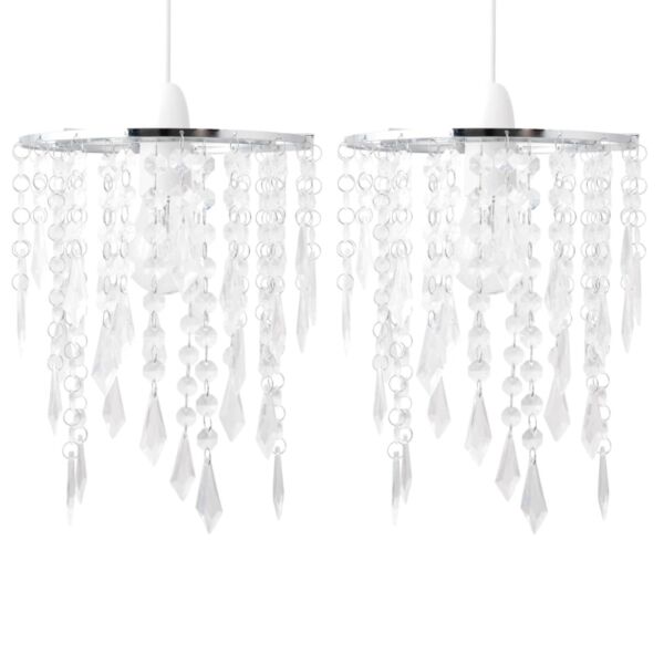 Set of 2 Chrome & Clear Jewels Light Shades