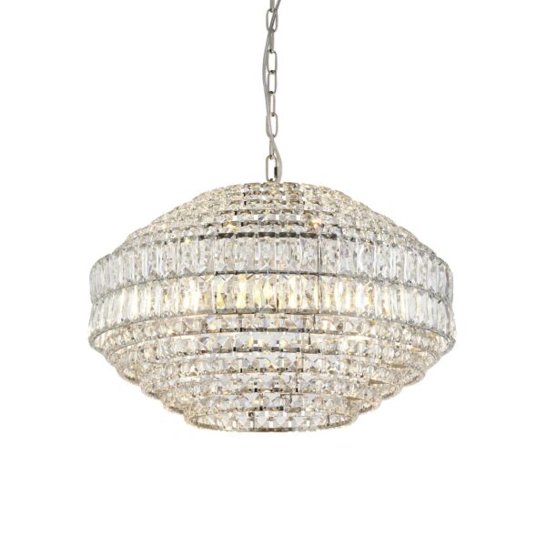 Liberty - Nickel Clear Crystal Glass 5 Light Ceiling Pendant Light