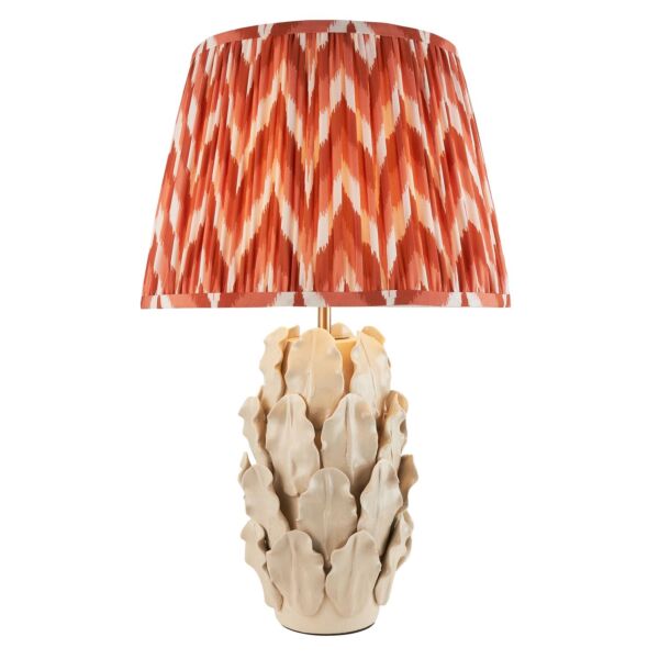 Endon Lighting - Layered Leaf & Zigzag 35cm - 116462 - Cream Crackle Aged Brass Orange Ceramic Table Lamp With Shade