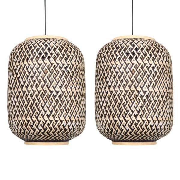 Set of 2 Tonia - Mixed Bamboo Weaved Pendant Lightshades