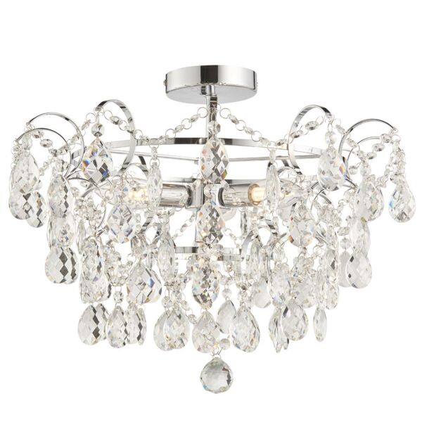 Endon Lighting - Alisona - 95989 - Chrome Clear Crystal Glass 4 Light IP44 Bathroom Ceiling Flush Light