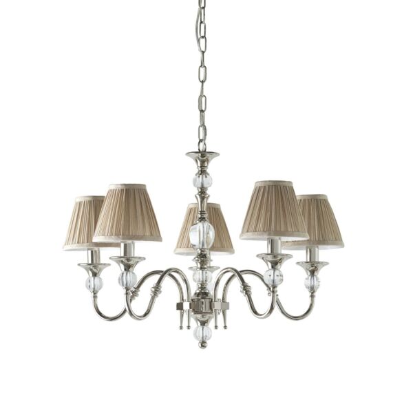 Interiors 1900 - Polina - 63580 - Nickel Beige 5 Light Chandelier