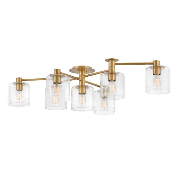 Quintiesse - Axel - QN-AXEL7-HB - Heritage Brass Clear Glass 7 Light Flush Ceiling Light