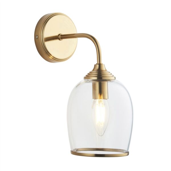 Endon Lighting - Ashcroft - 120626 - Aged Brass Clear Glass Wall Light