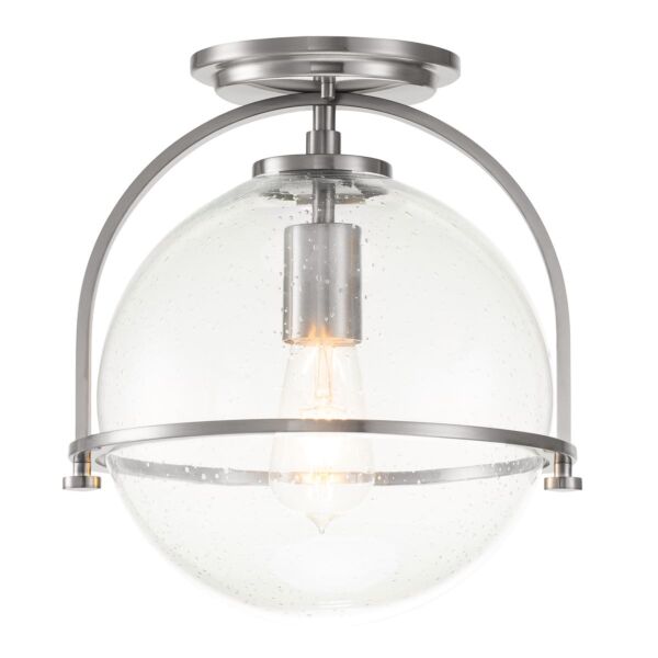 Quintiesse - Somerset - QN-SOMERSET-F-C-BN - Brushed Nickel Clear Seeded Glass Flush Ceiling Light