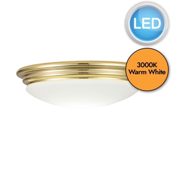 Elstead Lighting - Brompton - BATH-BROMPTON-F-PB - LED Brass Opal Glass IP44 Bathroom Ceiling Flush Light