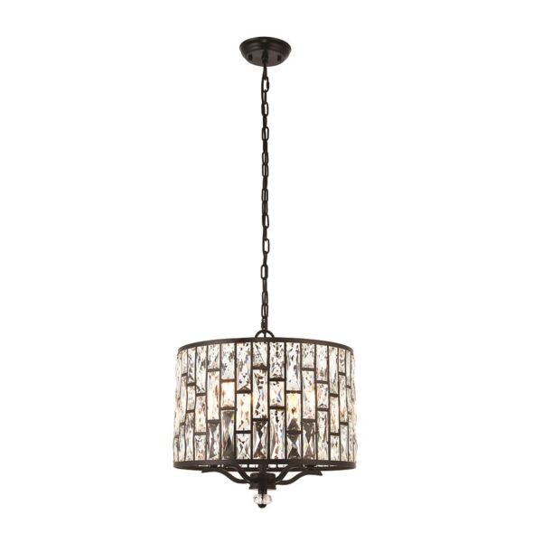 Endon Lighting - Belle - 69390 - Dark Bronze Clear Crystal Glass 5 Light Ceiling Pendant Light