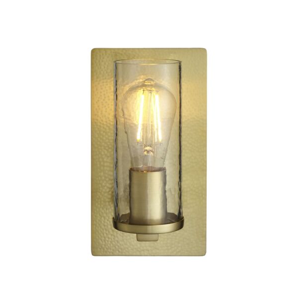 Reyna - Hammered Brass Clear Textured Glass Wall Light