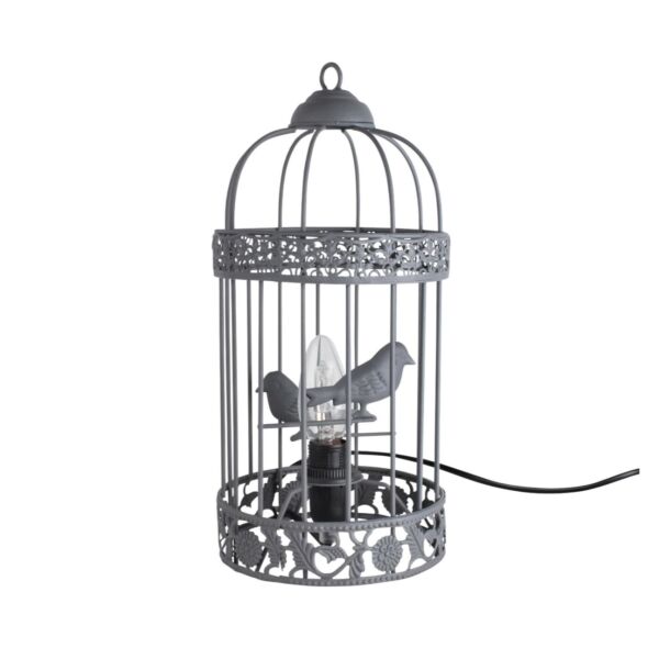 Grey Birdcage Table Lamp / Bedside Light