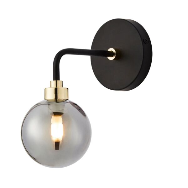 Matt Black and Smoked Glass Wall Light