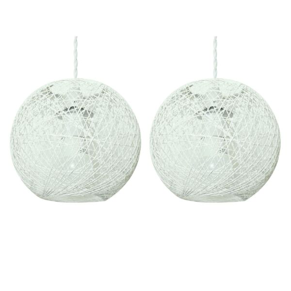 Set of 2 Abaca - White 8" Globe Ceiling Light Shades