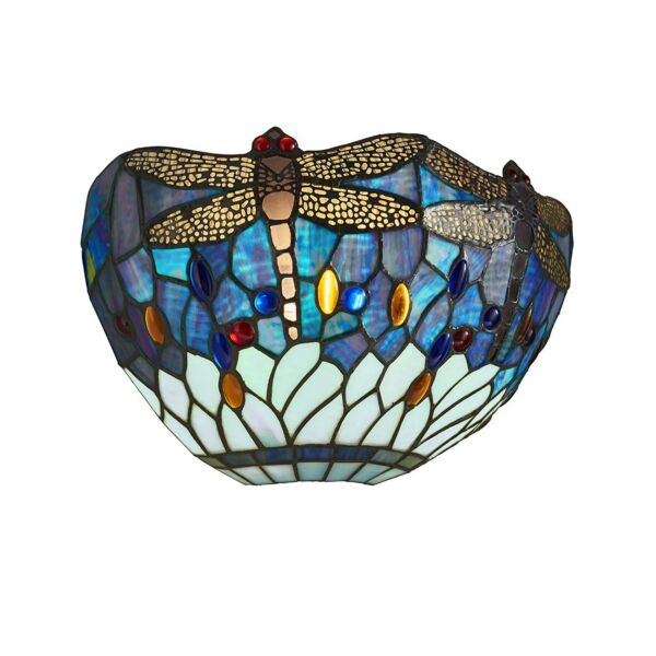 Interiors 1900 - Dragonfly - 64102 - Black Tiffany Glass Wall Washer Light