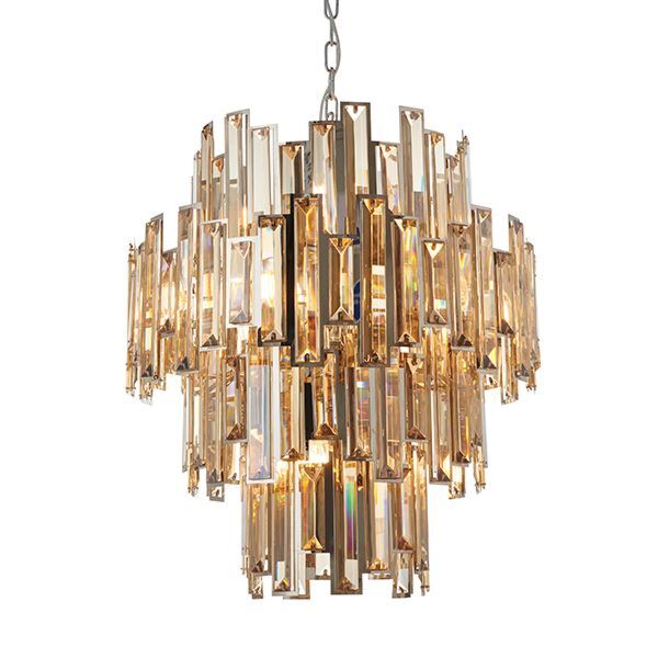 Endon Lighting - Viviana - 72744 - Chrome Champagne Crystal Glass 12 Light Ceiling Pendant Light