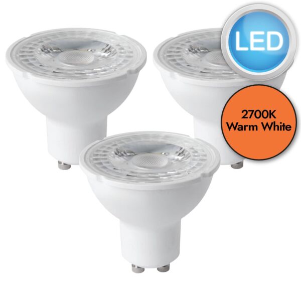 3 x 5W LED GU10 Dimming Light Bulbs - Warm White