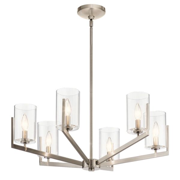 Quintiesse - Nye - QN-NYE6-CLP - Pewter Clear Glass 6 Light Ceiling Pendant Light