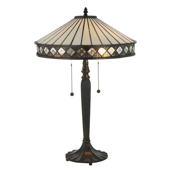 Interiors 1900 - Fargo - 70935 - Dark Bronze Tiffany Glass 2 Light Table Lamp